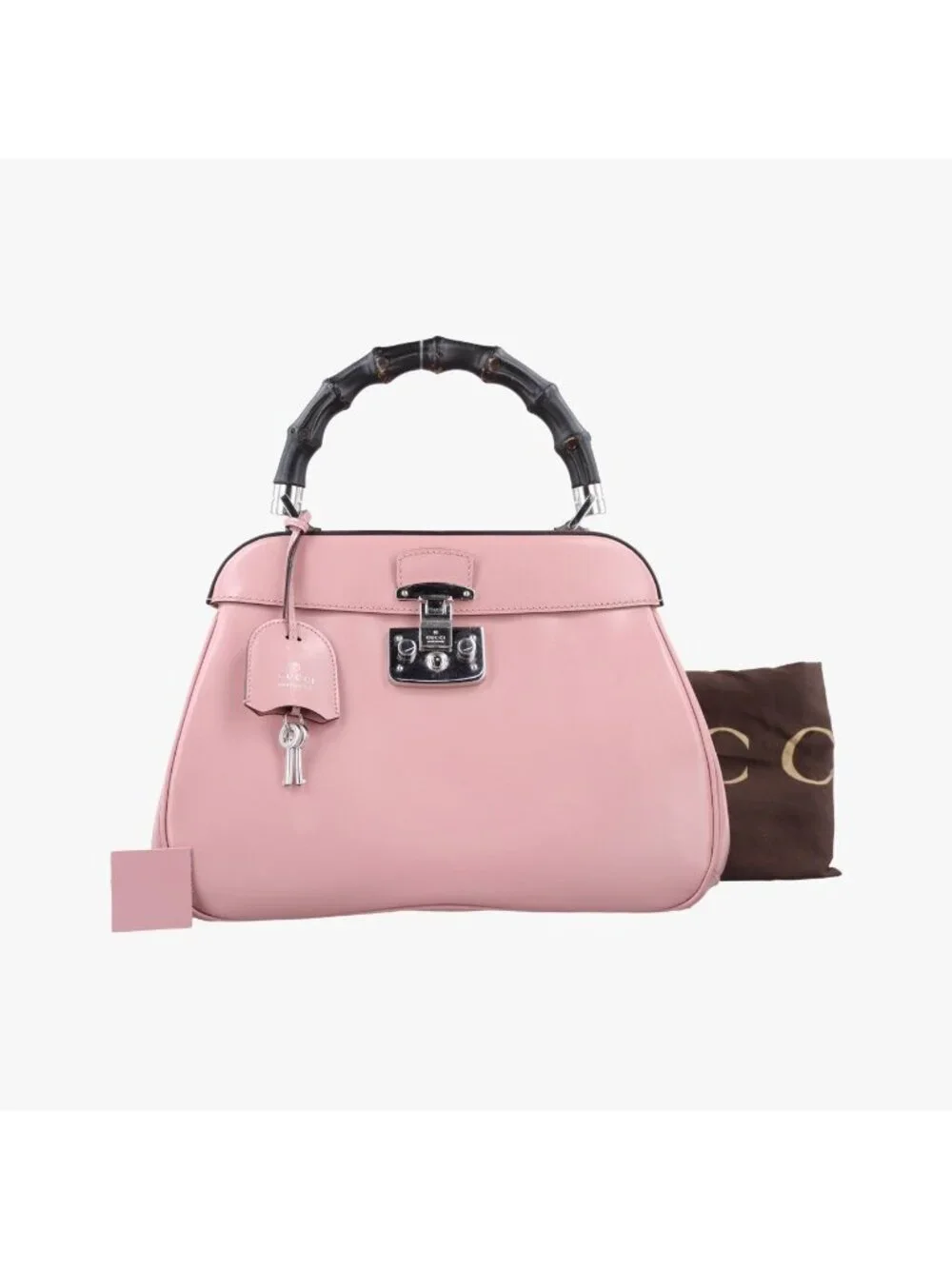 Gucci Bamboo Pink Leather Handbag